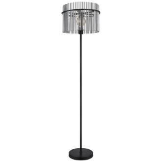 Globo 15698S - Dizajnová stojacia lampa Gorley 1xE27, Ø380, matná čierna/dymové sklo