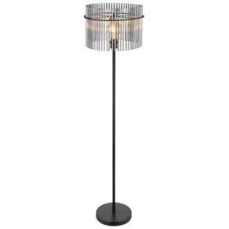 Globo 15698S - Dizajnová stojacia lampa Gorley 1xE27, Ø380, matná čierna/dymové sklo