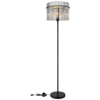 Globo 15698S - Dizajnová stojacia lampa Gorley 1xE27, Ø380, matná čierna/dymové sklo