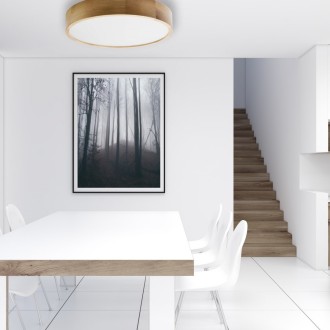 Temar CLEO DR575 OAK - Stropné drevené svietidlo CLEO OAK Ø575, 5xE27, dub/sklo