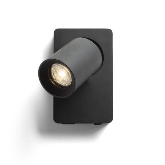 Rendl R13764 - Bodové nástenné svietidlo Voltera 1xGU10, USB, čierna
