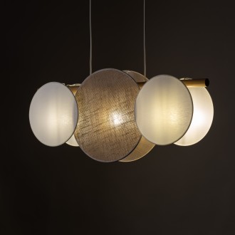 TK Lighting 10005 - Textilný luster Pulse 3xE27, biela/borovica/prírodný