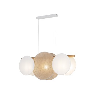 TK Lighting 10005 - Textilný luster Pulse 3xE27, biela/borovica/prírodný
