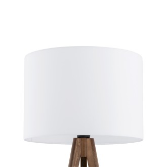 TK Lighting 16003 - Stojacia textilná lampa Grand 1xE27, Ø500, biela/orech