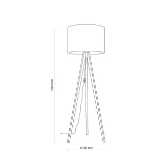 TK Lighting 16003 - Stojacia textilná lampa Grand 1xE27, Ø500, biela/orech