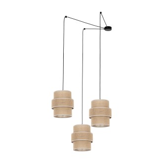 TK Lighting 5403 - Textilný luster Calisto 3xE27, juta/čierna
