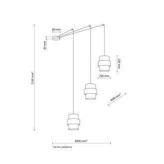 TK Lighting 5403 - Textilný luster Calisto 3xE27, juta/čierna