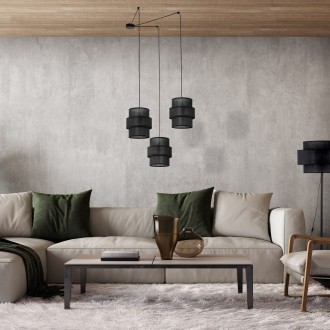 TK Lighting 5976 - Textilný luster Calisto 3xE27, čierna