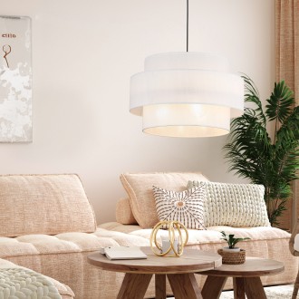 TK Lighting 5363 - Textilný luster Calisto 3xE27, Ø500, biela/čierna