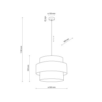 TK Lighting 5363 - Textilný luster Calisto 3xE27, Ø500, biela/čierna