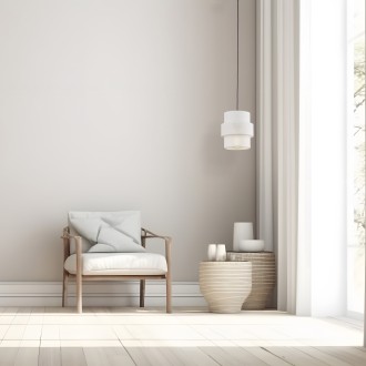 TK Lighting 5094 - Textilný luster Calisto 1xE27, Ø200, biela/čierna