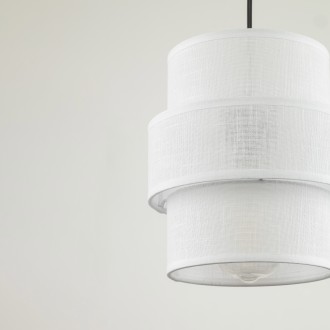 TK Lighting 5094 - Textilný luster Calisto 1xE27, Ø200, biela/čierna