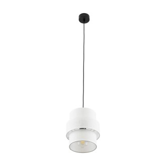 TK Lighting 5094 - Textilný luster Calisto 1xE27, Ø200, biela/čierna