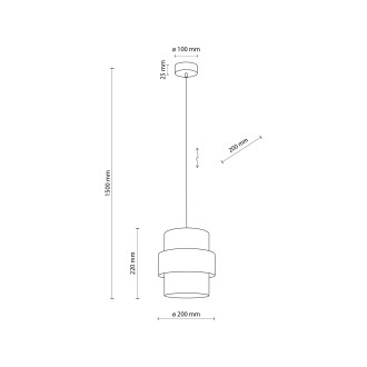 TK Lighting 5094 - Textilný luster Calisto 1xE27, Ø200, biela/čierna