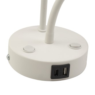 TK Lighting 10204 - Textilná nástenná lampička Maja 1xE27 + 1xG9, biela + USB nabíjanie