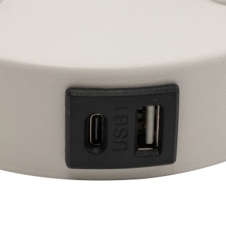 TK Lighting 10204 - Textilná nástenná lampička Maja 1xE27 + 1xG9, biela + USB nabíjanie