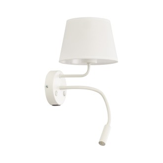 TK Lighting 10204 - Textilná nástenná lampička Maja 1xE27 + 1xG9, biela + USB nabíjanie
