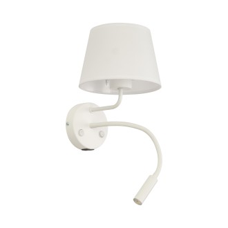 TK Lighting 10204 - Textilná nástenná lampička Maja 1xE27 + 1xG9, biela + USB nabíjanie