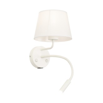 TK Lighting 10204 - Textilná nástenná lampička Maja 1xE27 + 1xG9, biela + USB nabíjanie