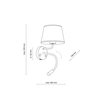 TK Lighting 10204 - Textilná nástenná lampička Maja 1xE27 + 1xG9, biela + USB nabíjanie