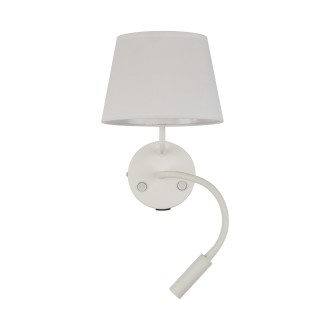 TK Lighting 10204 - Textilná nástenná lampička Maja 1xE27 + 1xG9, biela + USB nabíjanie