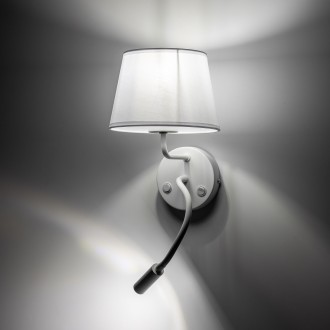 TK Lighting 10080 - Textilná nástenná lampička Maja 1xE27 + 1xG9, biela