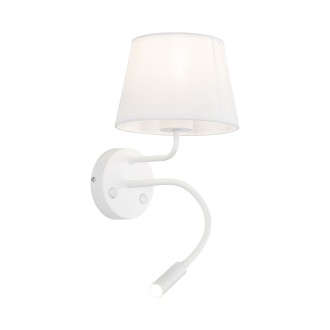 TK Lighting 10080 - Textilná nástenná lampička Maja 1xE27 + 1xG9, biela