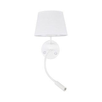 TK Lighting 10080 - Textilná nástenná lampička Maja 1xE27 + 1xG9, biela