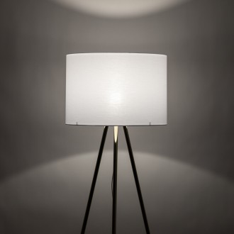 TK Lighting 6637 - Stojacia textilná lampa Umberto 1xE27, Ø700, biela/zlatá
