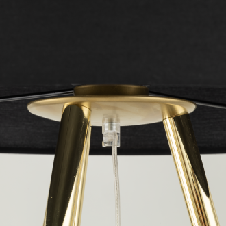 TK Lighting 6635 - Stojacia textilná lampa Umberto 1xE27, Ø700, čierna/zlatá