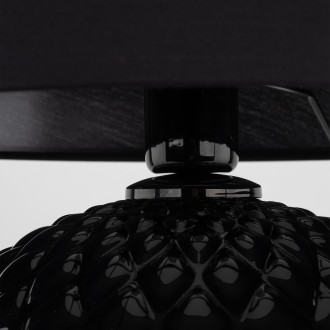 TK Lighting 16047 - Stolová lampička Santana 1xE27, Ø390, čierna/sklo/textil
