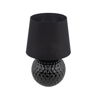 TK Lighting 16047 - Stolová lampička Santana 1xE27, Ø390, čierna/sklo/textil