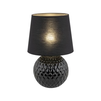 TK Lighting 16047 - Stolová lampička Santana 1xE27, Ø390, čierna/sklo/textil
