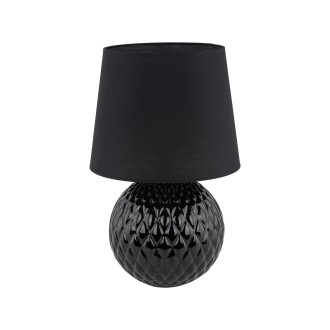 TK Lighting 16047 - Stolová lampička Santana 1xE27, Ø390, čierna/sklo/textil