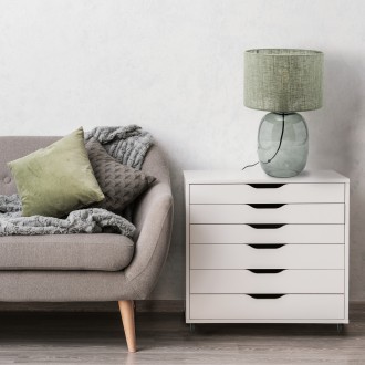 TK Lighting 5989 - Stolná textilná lampička Melody 1xE27, Ø300, grafit/zelená