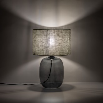 TK Lighting 5989 - Stolná textilná lampička Melody 1xE27, Ø300, grafit/zelená