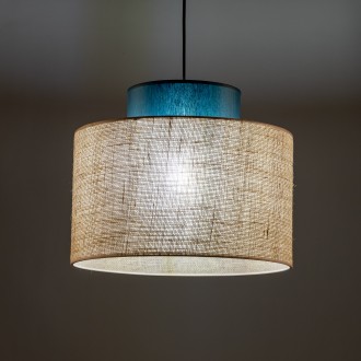 TK Lighting 3256 - Textilný luster Duo 1xE27, Ø380, prírodná/zelená