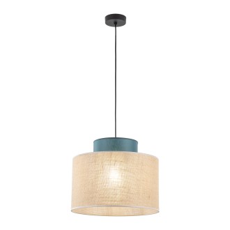 TK Lighting 3256 - Textilný luster Duo 1xE27, Ø380, prírodná/zelená