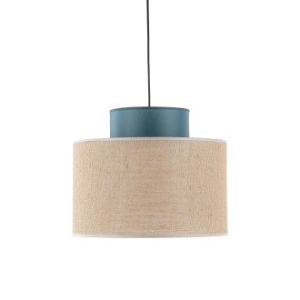 TK Lighting 3256 - Textilný luster Duo 1xE27, Ø380, prírodná/zelená