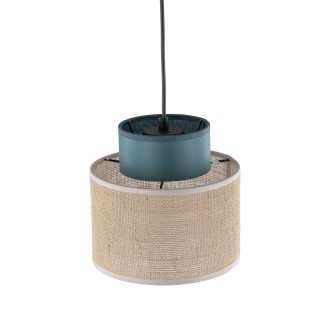 TK Lighting 3257 - Textilný luster Duo 1xE27, Ø200, prírodná/zelená