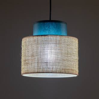 TK Lighting 3257 - Textilný luster Duo 1xE27, Ø200, prírodná/zelená