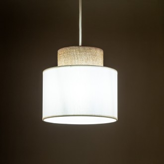 TK Lighting 10078 - Luster Duo white 1xE27, Ø200, biela/juta