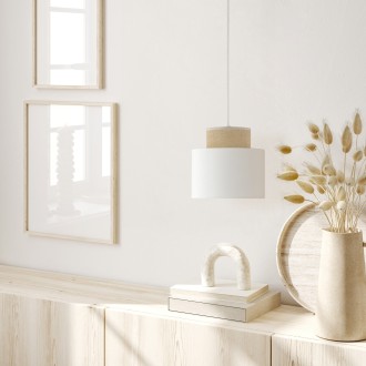 TK Lighting 10078 - Luster Duo white 1xE27, Ø200, biela/juta