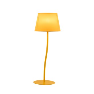 TK Lighting 6641 - Stolná textilná lampička Nicola, 1xE27, Ø200, žltá