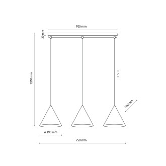 TK Lighting 10011 - Luster Cono 3xE27, Ø190, biela