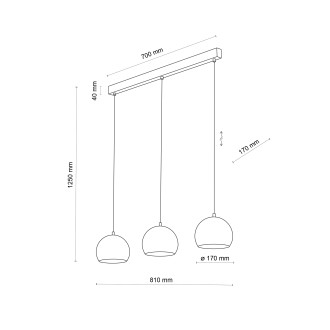 TK Lighting 10169 - Luster Zoe 3xE27, čierna