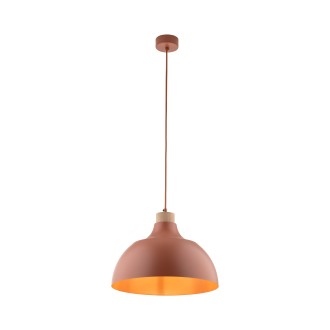 TK Lighting 6927 - Luster Cap 1xE27, Ø340, tehlová/borovica