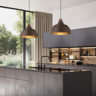TK Lighting 6926 - Luster Cap 1xE27, Ø340, hnedá/borovica