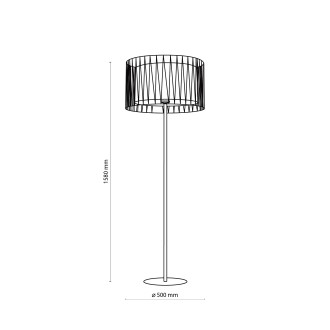 TK Lighting 5890 - Stojacia textilná lampa Harmony nature 1xE27, Ø500, čierna/prírodná