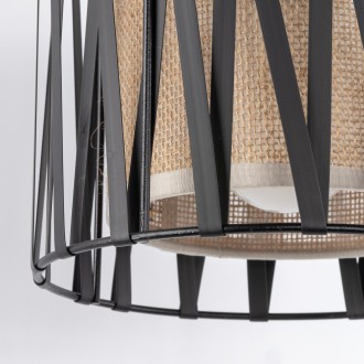 TK Lighting 5950 - Nástenné textilné svietidlo Harmony nature 1xE27, čierna/prírodné